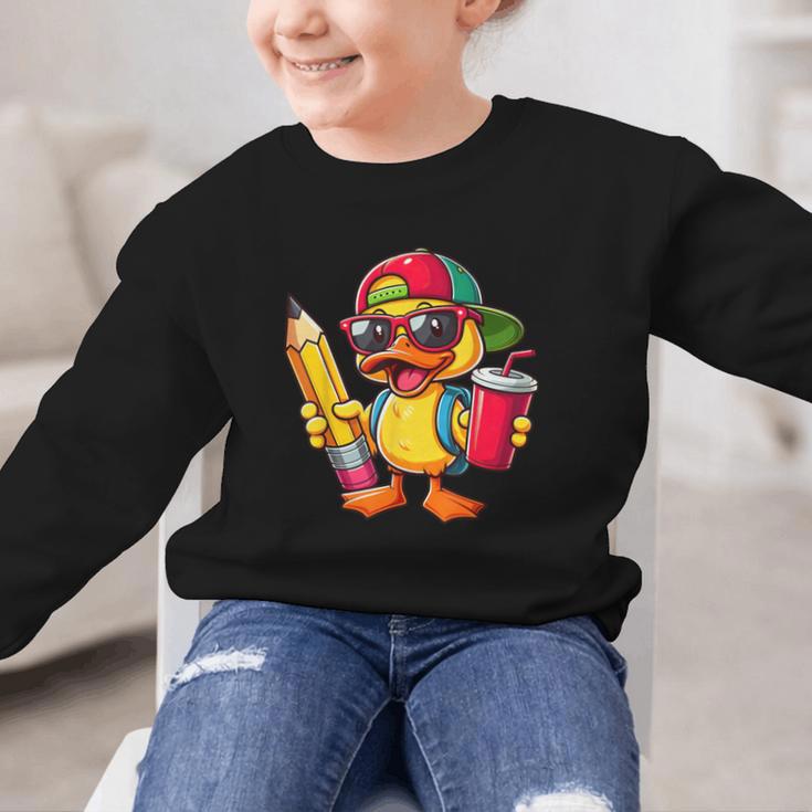 Cute Duck Lover Pencil Back To School Kids Boys Girls Graphic Kid Sweatshirt Cute Duck Lover Pencil Back To School Kids Boys Girls Graphic Kid Sweatshirt