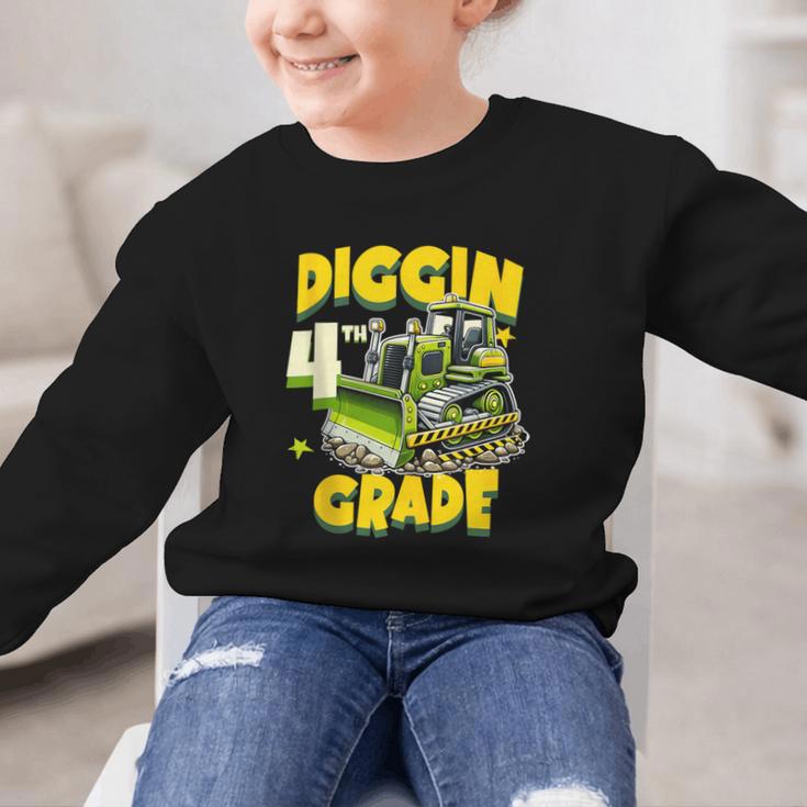 Diggin 4th Grade Bulldozer Back To School Graphic Kid Sweatshirt Diggin 4th Grade Bulldozer Back To School Graphic Kid Sweatshirt