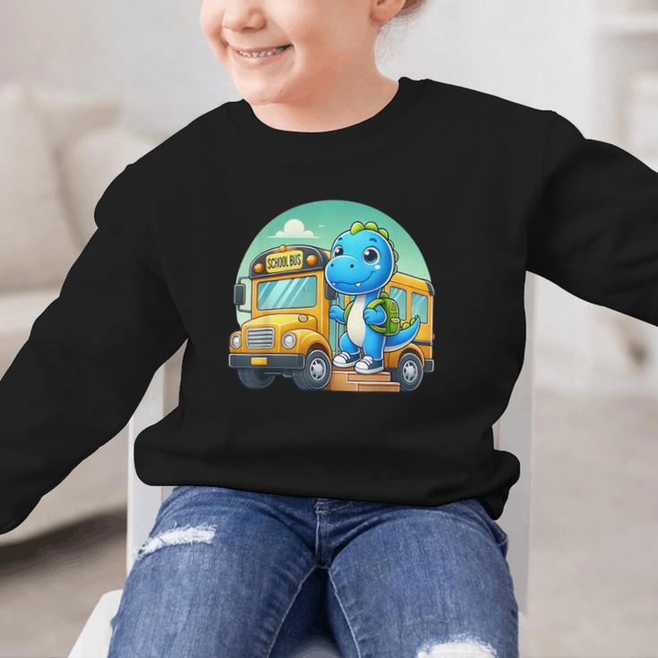 Dinosaur Kids Riding a Bus Back To School Ready To Crush Graphic Kid Sweatshirt Dinosaur Kids Riding a Bus Back To School Ready To Crush Graphic Kid Sweatshirt