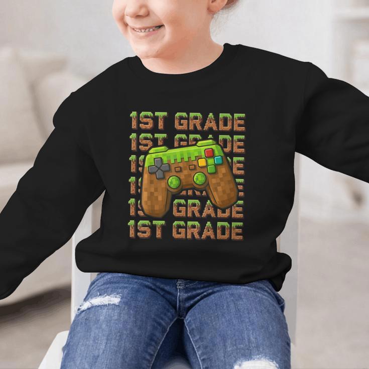 First Day Of 1st Grade Level Begins Back To School Girl Boy Graphic Kid Sweatshirt First Day Of 1st Grade Level Begins Back To School Girl Boy Graphic Kid Sweatshirt