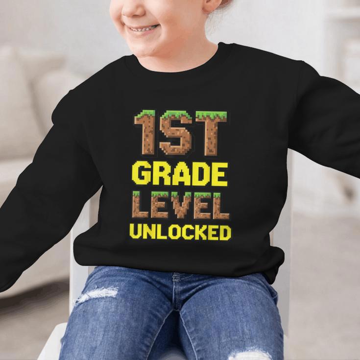 First Day Of 1st Grade Level Unlocked Back To School For Boy Graphic Kid Sweatshirt