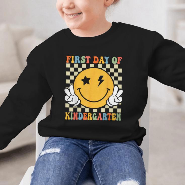 First Day Of Kindergarten Retro Back To School Girls Kids Graphic Kid Sweatshirt First Day Of Kindergarten Retro Back To School Girls Kids Graphic Kid Sweatshirt