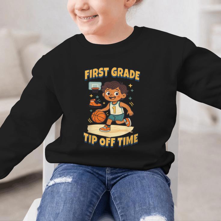 First Grade Basketball Back To School Slam Dunk Style Graphic Kid Sweatshirt First Grade Basketball Back To School Slam Dunk Style Graphic Kid Sweatshirt
