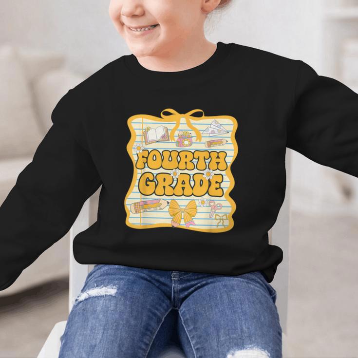 Fourth Grade Back To School Kids Girls Bow 4th Grade Groovy Graphic Kid Sweatshirt Fourth Grade Back To School Kids Girls Bow 4th Grade Groovy Graphic Kid Sweatshirt