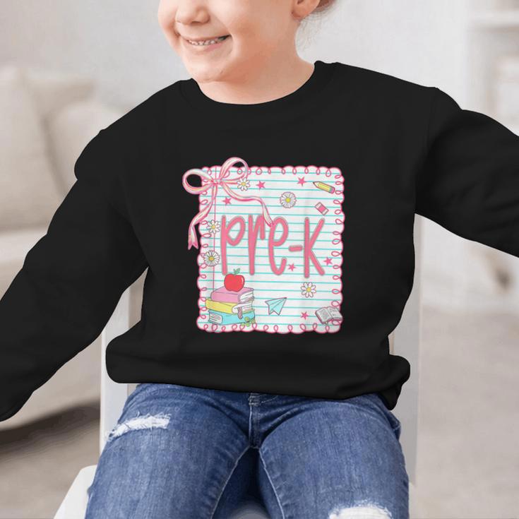 Girls Pre-K Coquette Bow Pink Preppy Back To School Graphic Kid Sweatshirt