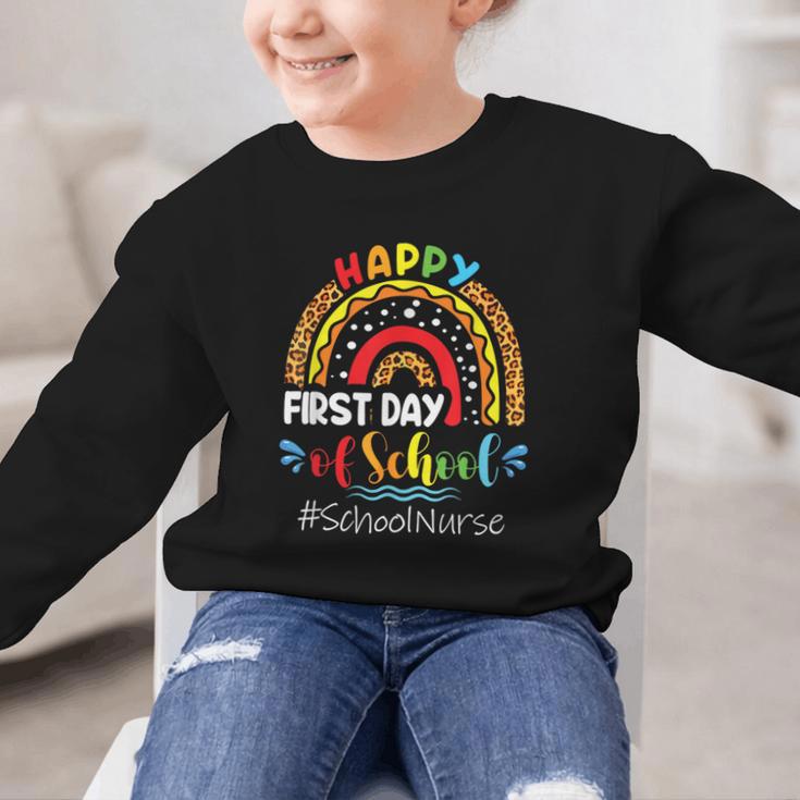 Happy First Day Of School Nurse Rainbow Back To School Graphic Kid Sweatshirt Happy First Day Of School Nurse Rainbow Back To School Graphic Kid Sweatshirt