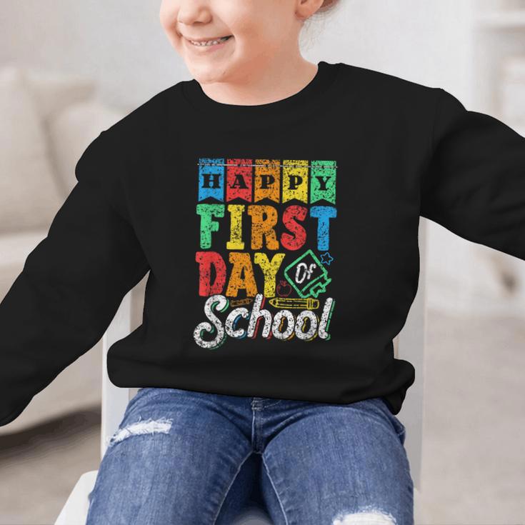 Happy First Day Of School Pupil Kids Grade Back To School 1 Graphic Kid Sweatshirt Happy First Day Of School Pupil Kids Grade Back To School 1 Graphic Kid Sweatshirt