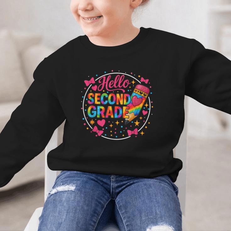 Hello Second Grade Tie Dye Pencil Back To School 2nd Grade Graphic Kid Sweatshirt