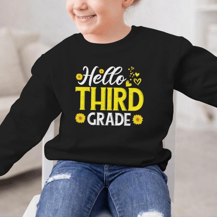 Hello Third Grade Sunflower 3rd Grade Vibes Back To School Graphic Kid Sweatshirt