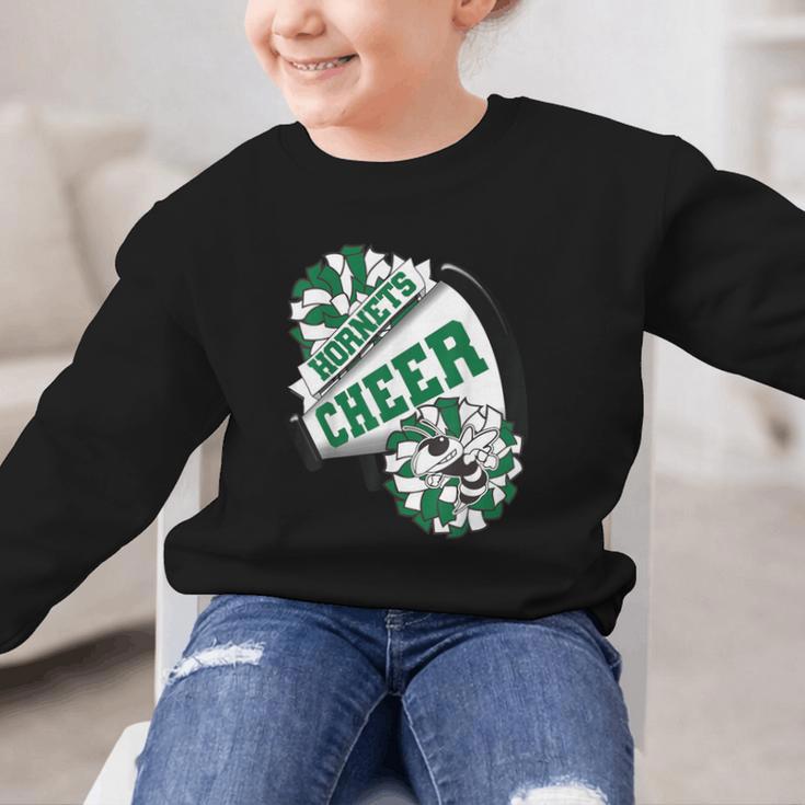 Hornets Cheer Back To School Cheerleading Spirit Green Graphic Kid Sweatshirt Hornets Cheer Back To School Cheerleading Spirit Green Graphic Kid Sweatshirt