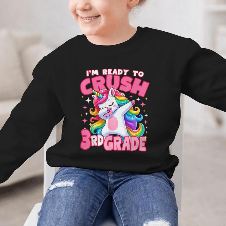 I'm Ready To Crush 3rd Grade Dabbing Unicorn Back To School Graphic Kid Sweatshirt I'm Ready To Crush 3rd Grade Dabbing Unicorn Back To School Graphic Kid Sweatshirt
