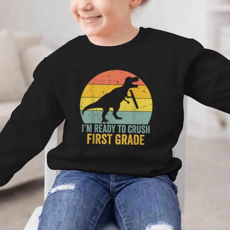I'm Ready To Crush First Grade Dinosaur Back To School Kids Graphic Kid Sweatshirt I'm Ready To Crush First Grade Dinosaur Back To School Kids Graphic Kid Sweatshirt