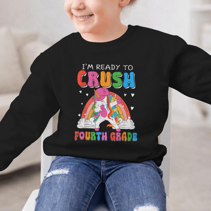 I'm Ready To Crush Fourth Grade Unicorn Back To School Girls Graphic Kid Sweatshirt