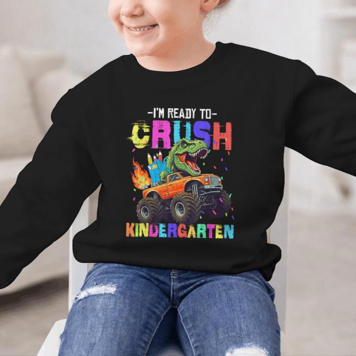 I'm Ready To Crush Kindergarten Dinosaur Dino Back To School Graphic Kid Sweatshirt I'm Ready To Crush Kindergarten Dinosaur Dino Back To School Graphic Kid Sweatshirt