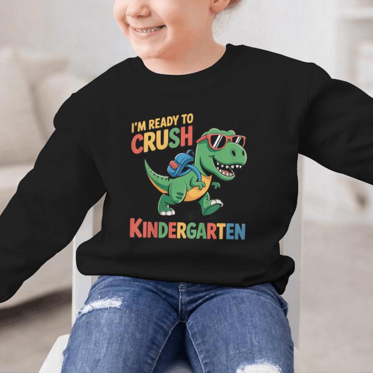 I'm Ready To Crush Kindergarten T-Rex Back To School Dino Graphic Kid Sweatshirt