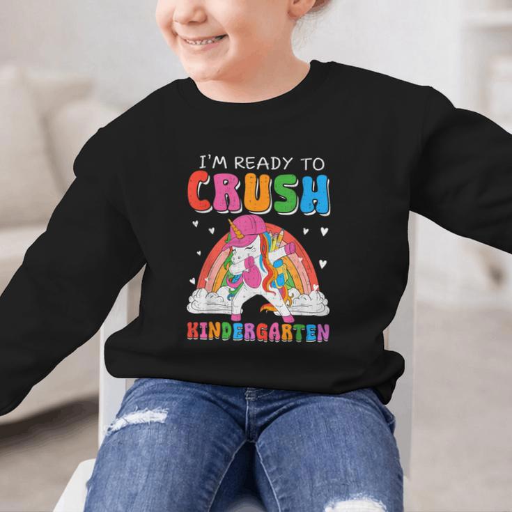 I'm Ready To Crush Kindergarten Unicorn Back To School Girls Graphic Kid Sweatshirt I'm Ready To Crush Kindergarten Unicorn Back To School Girls Graphic Kid Sweatshirt