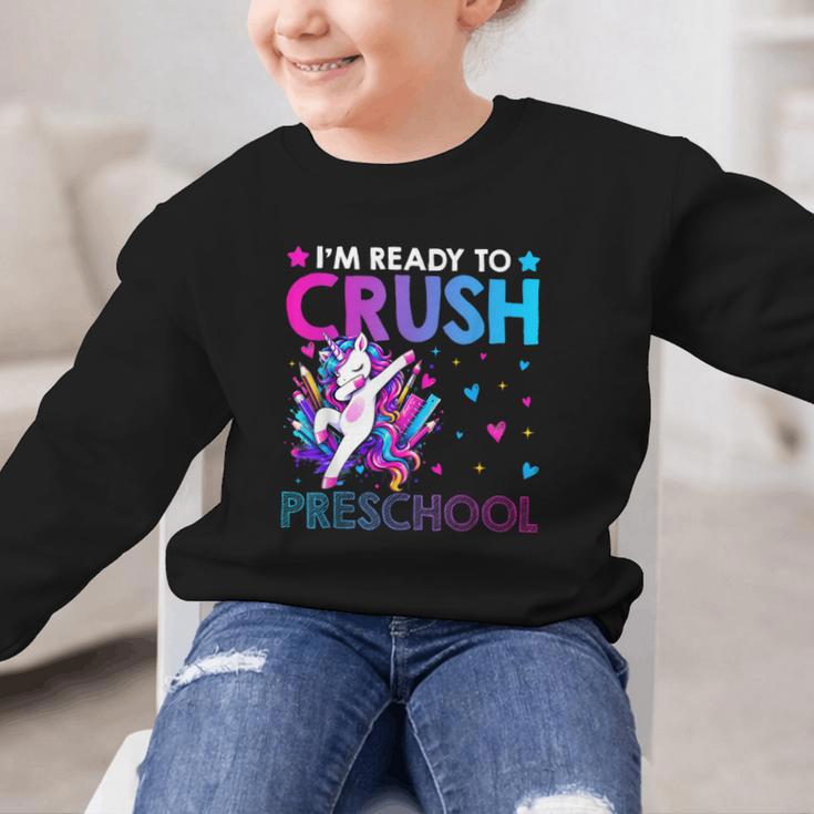 I'm Ready To Crush Preschool Dabbing Unicorn Back To School Graphic Kid Sweatshirt I'm Ready To Crush Preschool Dabbing Unicorn Back To School Graphic Kid Sweatshirt