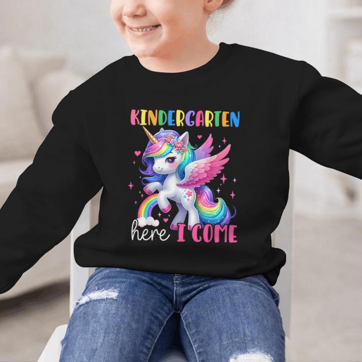 Kindergarten Here I Come Unicorn Girls Kids Back To School Graphic Kid Sweatshirt