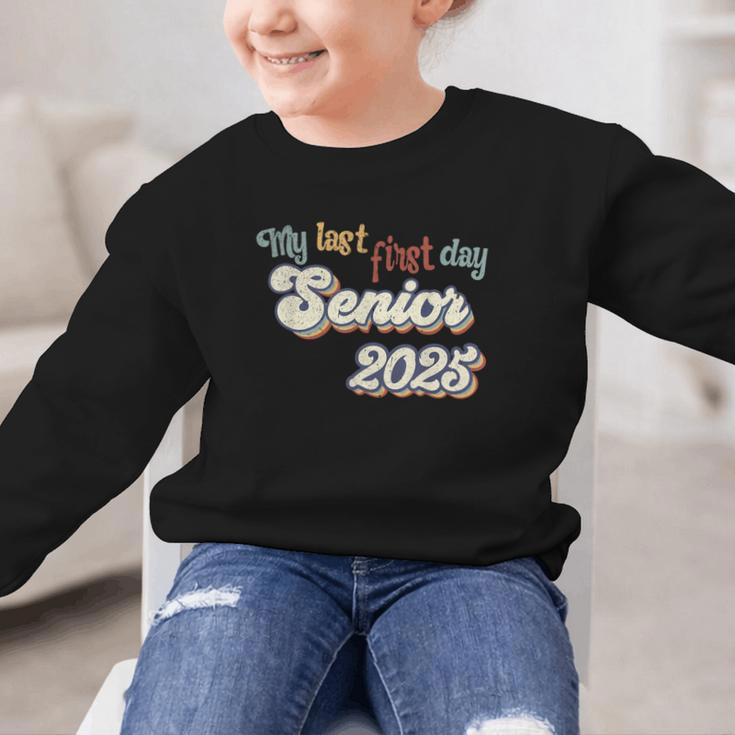 My Last First Day Senior 2025 Back To School Vintage Cool Graphic Kid Sweatshirt My Last First Day Senior 2025 Back To School Vintage Cool Graphic Kid Sweatshirt