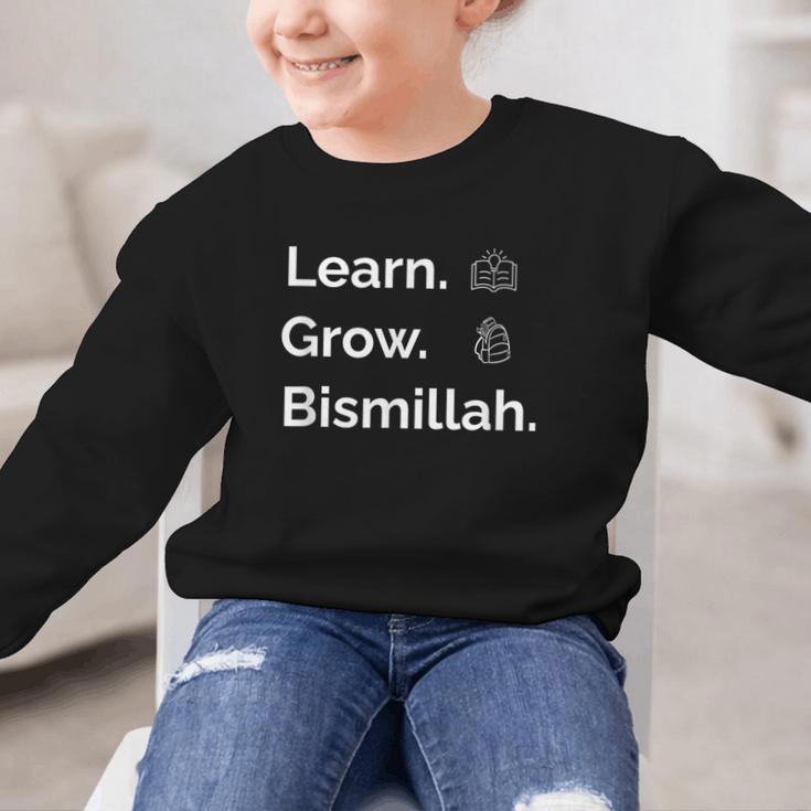 Learn Grow Bismillah – Islamic Back To School Graphic Kid Sweatshirt Learn Grow Bismillah – Islamic Back To School Graphic Kid Sweatshirt