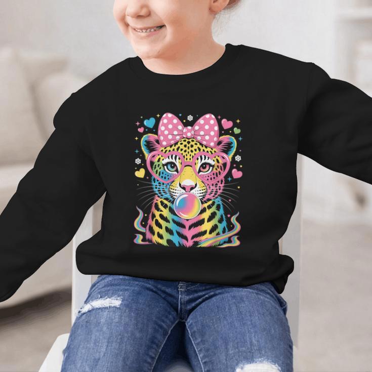 Leopard Glasses Blowing Bubble Gum Back To School Kids Graphic Kid Sweatshirt Leopard Glasses Blowing Bubble Gum Back To School Kids Graphic Kid Sweatshirt