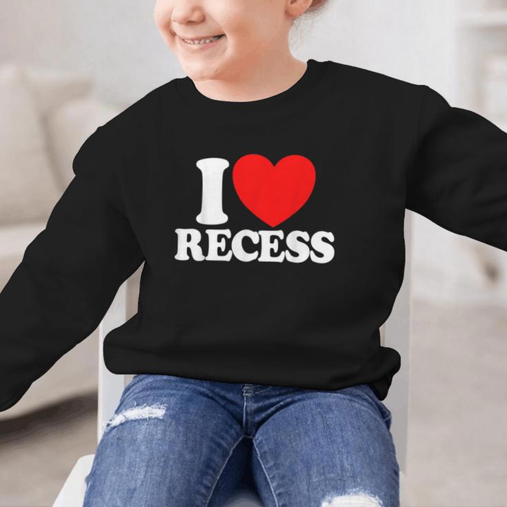 I Love Recess Red Heart Back To School Kids Recess Graphic Kid Sweatshirt