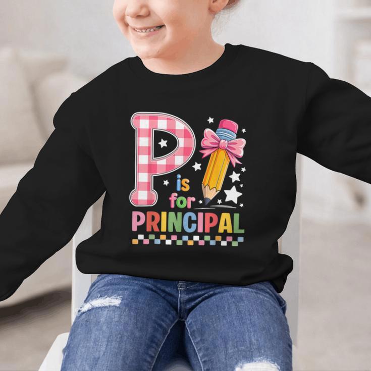P Is For Principal Back To School Pencil Bow Principal Women Graphic Kid Sweatshirt P Is For Principal Back To School Pencil Bow Principal Women Graphic Kid Sweatshirt
