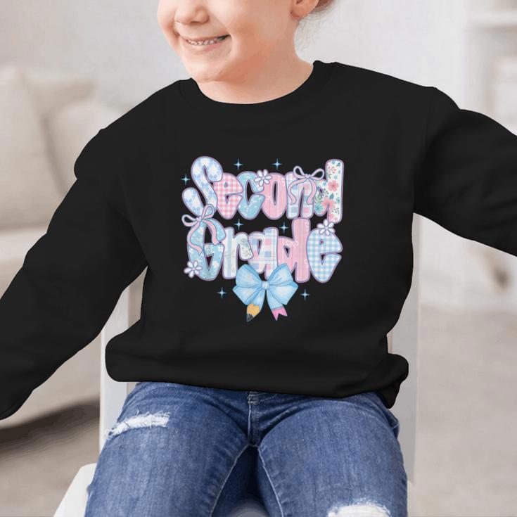 Preppy Second Grade First Day Back To School 2nd Grade Bow Graphic Kid Sweatshirt Preppy Second Grade First Day Back To School 2nd Grade Bow Graphic Kid Sweatshirt