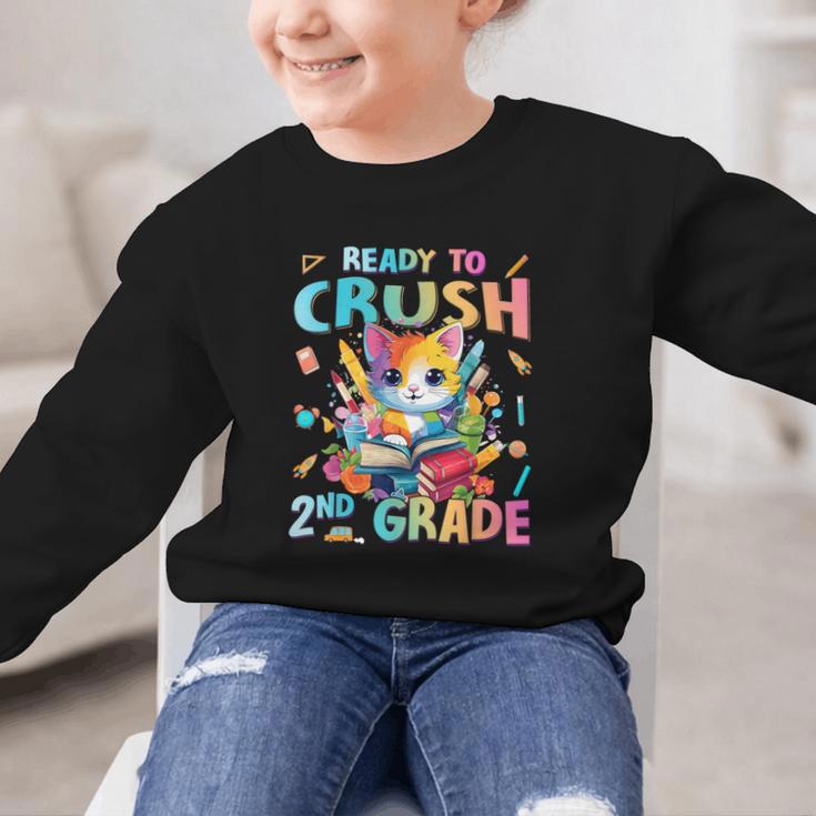 Ready To Crush 2nd Grade Back To School 2nd Grade Cat Kitten Graphic Kid Sweatshirt Ready To Crush 2nd Grade Back To School 2nd Grade Cat Kitten Graphic Kid Sweatshirt