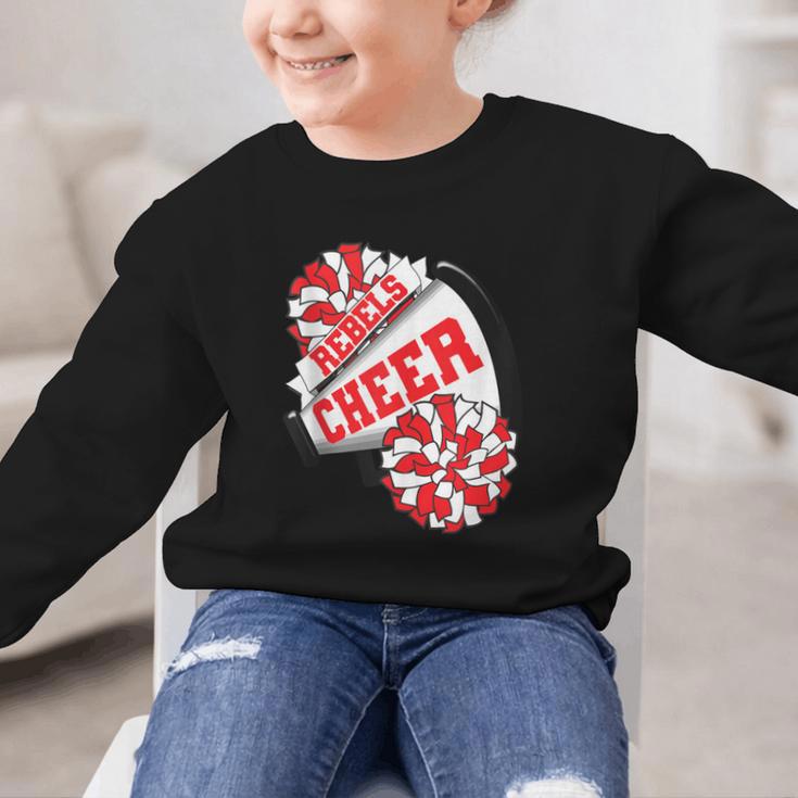 Rebels Cheer Back To School Cheerleading Spirit R Graphic Kid Sweatshirt Rebels Cheer Back To School Cheerleading Spirit R Graphic Kid Sweatshirt