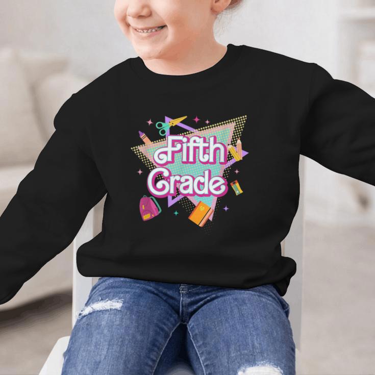 Retro 90s 5th Grade Back To School First Day Of Fifth Grade Graphic Kid Sweatshirt