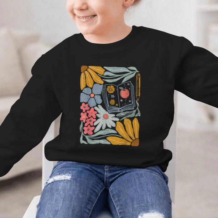Retro Boho Flower Floral Back To School First Day Of School Graphic Kid Sweatshirt