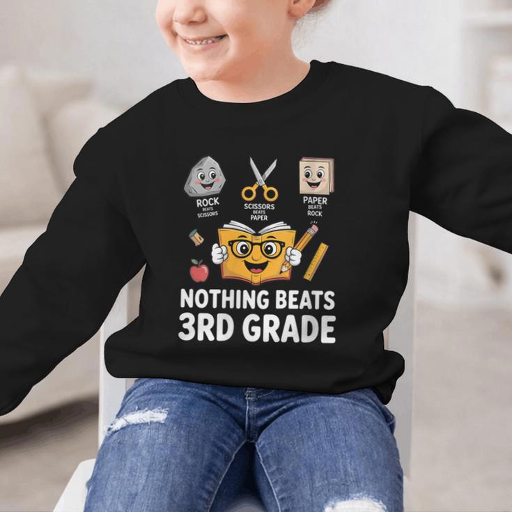 Rock Scissor Paper Nothing Beats 3rd Grade Back To School Graphic Kid Sweatshirt