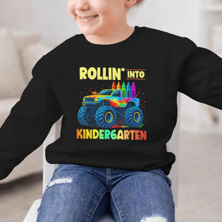 Rollin' Into Kindergarten Monster Car Back To School Boys Graphic Kid Sweatshirt Rollin' Into Kindergarten Monster Car Back To School Boys Graphic Kid Sweatshirt