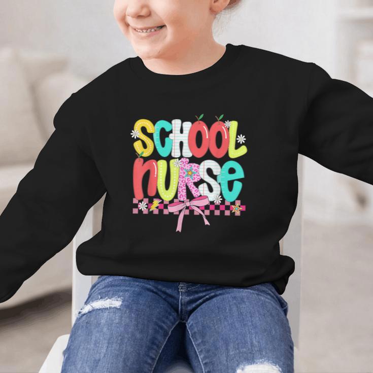 School Nurse Appreciation Day Coquette Bow Back To School Graphic Kid Sweatshirt School Nurse Appreciation Day Coquette Bow Back To School Graphic Kid Sweatshirt