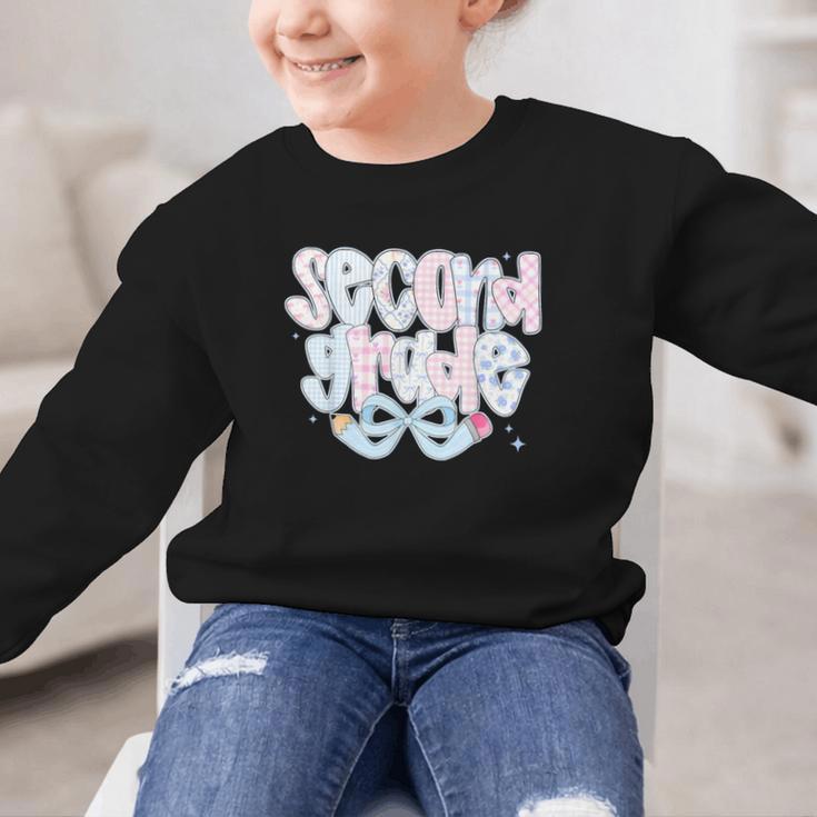 Second Grade Coquette Bow First Day Of School Back To School Graphic Kid Sweatshirt Second Grade Coquette Bow First Day Of School Back To School Graphic Kid Sweatshirt
