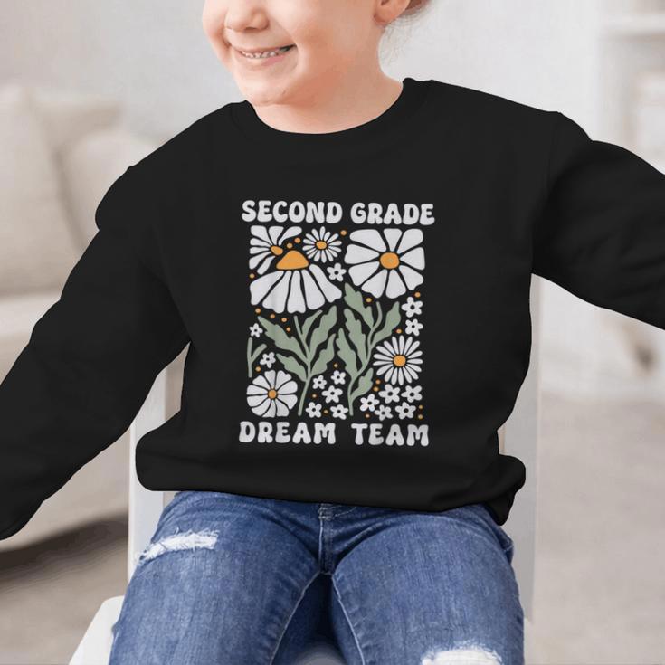 Second Grade Dream Team Back To School Boho Flower 2nd Grade Graphic Kid Sweatshirt Second Grade Dream Team Back To School Boho Flower 2nd Grade Graphic Kid Sweatshirt