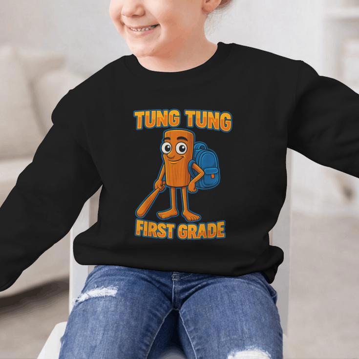 Tung Tung Sahur First Grade Italian Brainrot Back To School Graphic Kid Sweatshirt Tung Tung Sahur First Grade Italian Brainrot Back To School Graphic Kid Sweatshirt