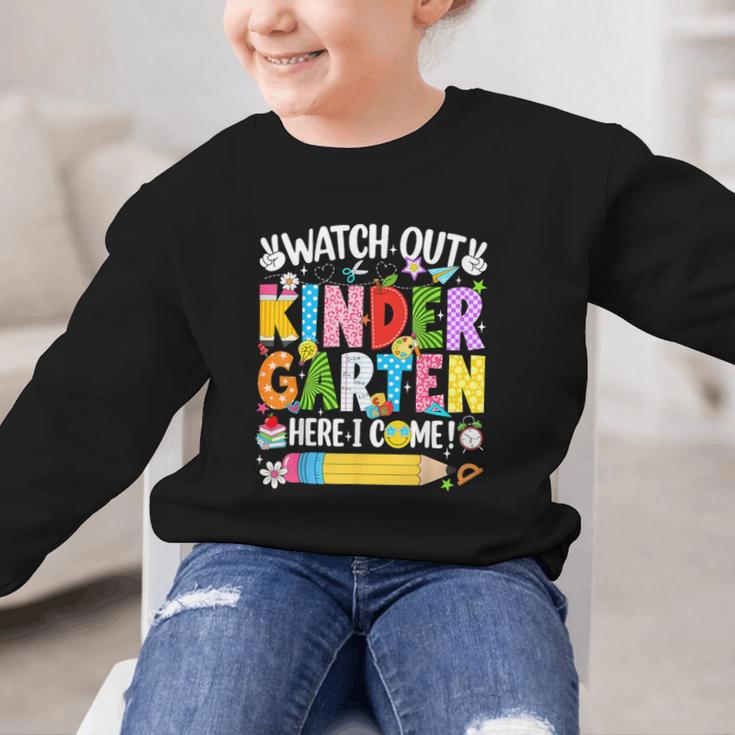 Watch Out Kindergarten Here I Come Back To School Girls Kids Graphic Kid Sweatshirt Watch Out Kindergarten Here I Come Back To School Girls Kids Graphic Kid Sweatshirt