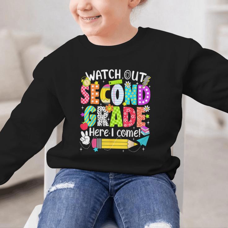 Watch Out Second Grade Here I Come Back To School Boys Girls Graphic Kid Sweatshirt