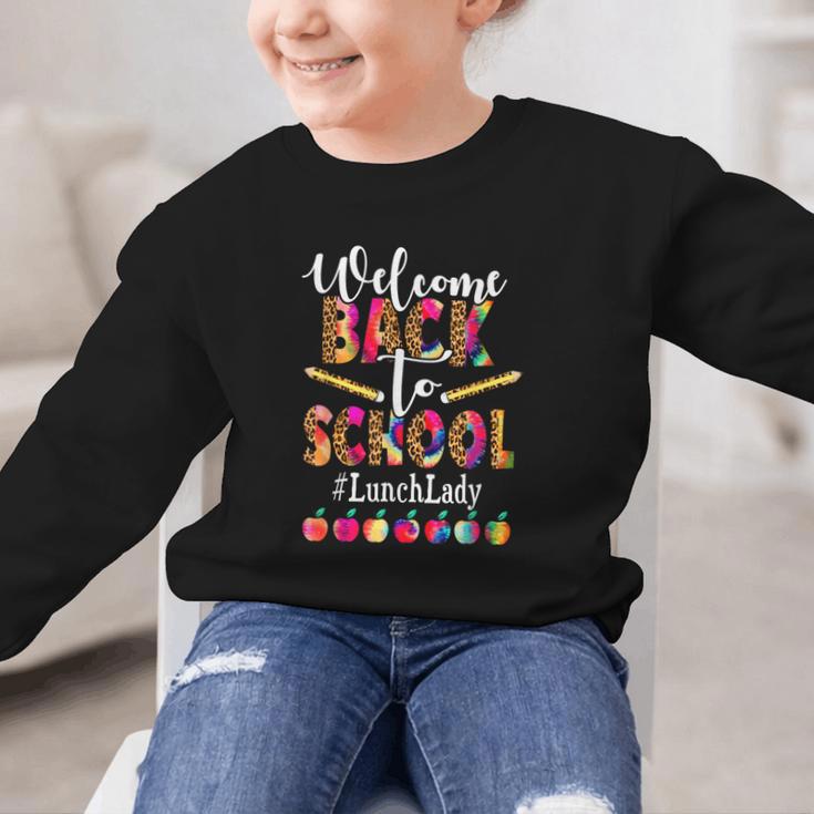Welcome Back To School Lunch Lady Leopard On First Day Of School Graphic Kid Sweatshirt Welcome Back To School Lunch Lady Leopard On First Day Of School Graphic Kid Sweatshirt