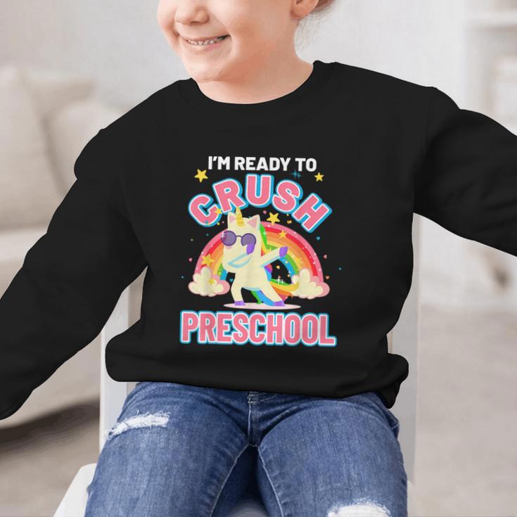 Welcome Back To School Unicorn Crushing Preschool Graphic Kid Sweatshirt Welcome Back To School Unicorn Crushing Preschool Graphic Kid Sweatshirt