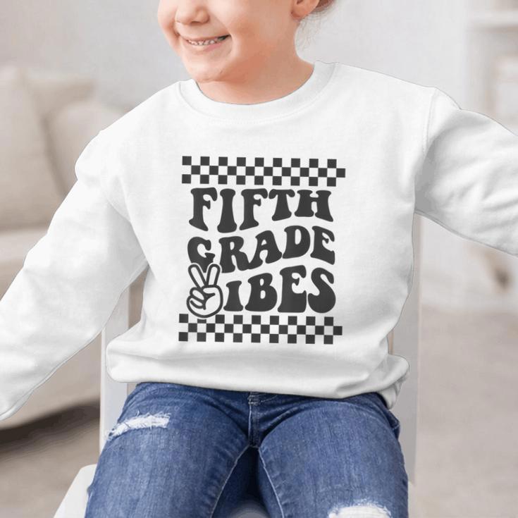 1st Day Of 5th Grade Vibes Retro Girls Back To School Boys Graphic Kid Sweatshirt