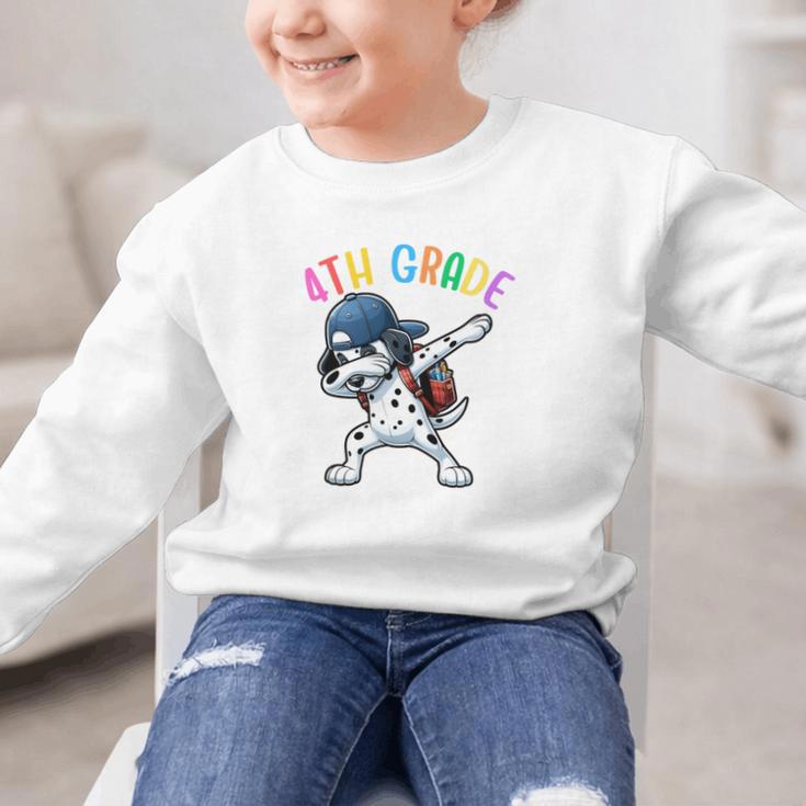 4th Grade Crew Dalmatian Dog Dabbing Back To School Premium Tri-Blend Graphic Kid Sweatshirt