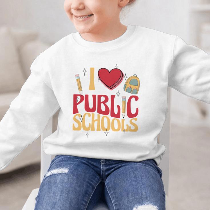 Back To School Education I Love Public Schools Graphic Kid Sweatshirt