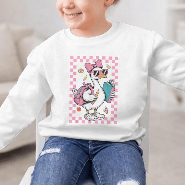 Back To School Goose First Day Of School Boy Girl Graphic Kid Sweatshirt Back To School Goose First Day Of School Boy Girl Graphic Kid Sweatshirt