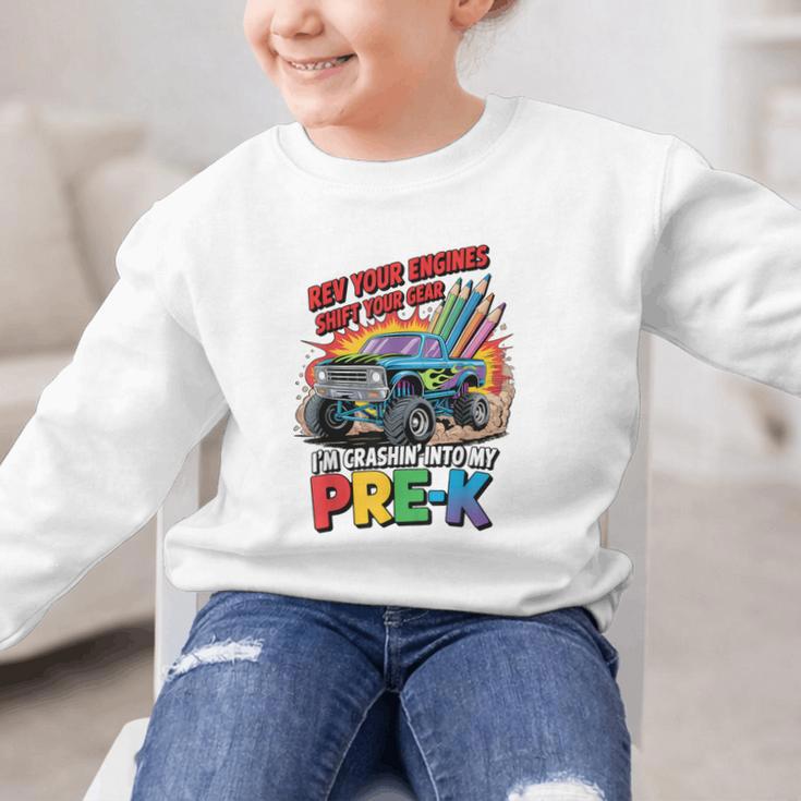 Back To School Pre-K Preschool Monster Truck First Day Boys Graphic Kid Sweatshirt Back To School Pre-K Preschool Monster Truck First Day Boys Graphic Kid Sweatshirt