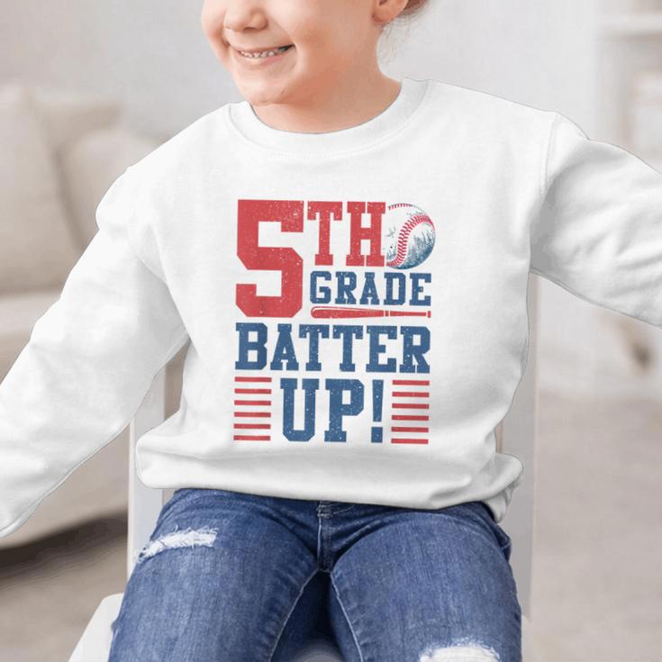 Baseball Fifth Grade Back To School 5th Grade Batter Up Graphic Kid Sweatshirt