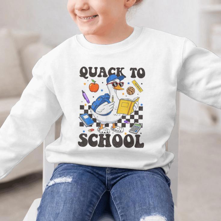 Boys Kid Back To School Goose Quackers Quack To School Graphic Kid Sweatshirt Boys Kid Back To School Goose Quackers Quack To School Graphic Kid Sweatshirt