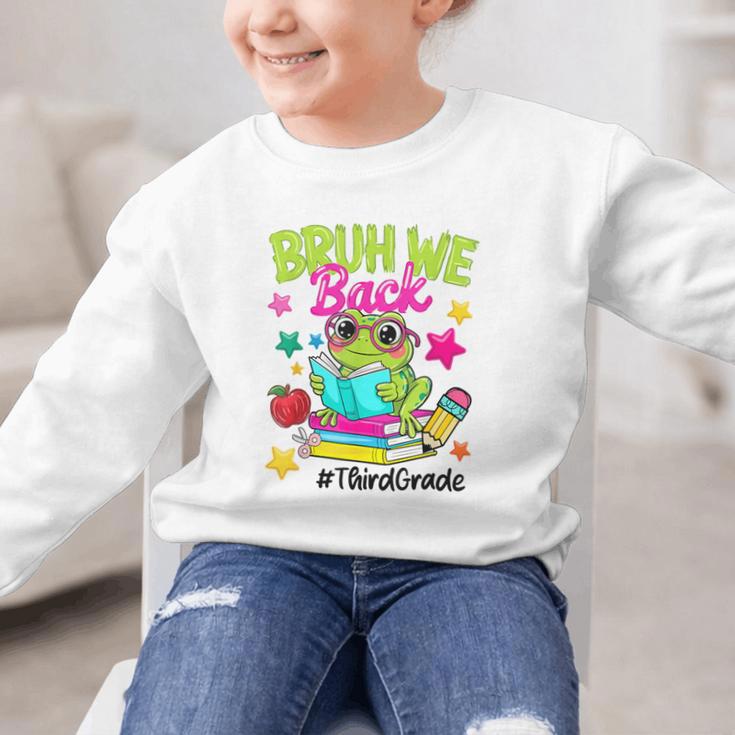 Bruh We Back Third Grade Cute Frog Back To School Graphic Kid Sweatshirt Bruh We Back Third Grade Cute Frog Back To School Graphic Kid Sweatshirt